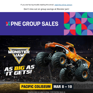 Monster Jam - Last Chance to Buy Group Tickets