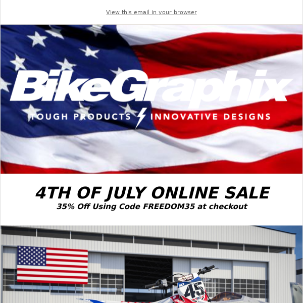 4th of July SALE - 35% Off Graphics, Number Plates, Jersey Lettering and MORE