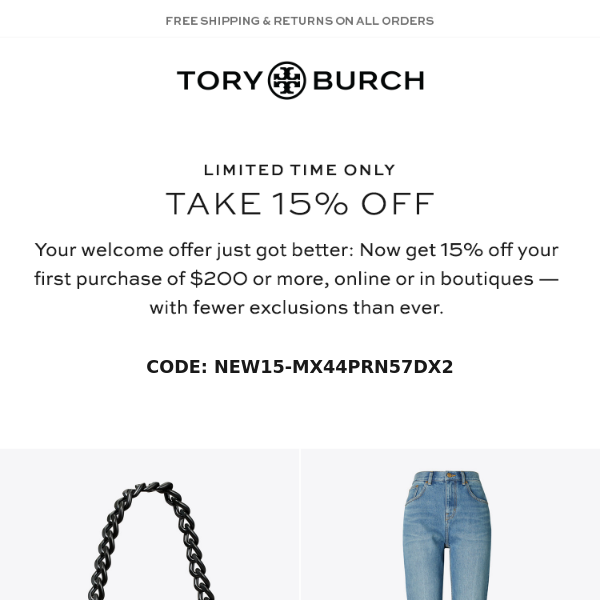 Don't miss out on 15% off - Tory Burch