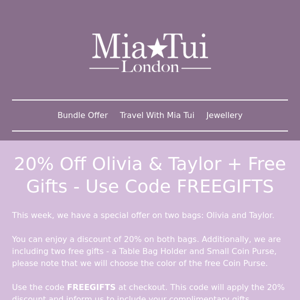 20% Off Taylor & Olivia + Free Gifts