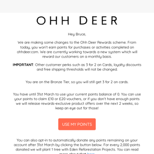 An update on your Ohh Deer account...
