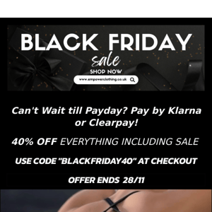 Black Friday 40% Off - Pay by Klarna 🚀🕐