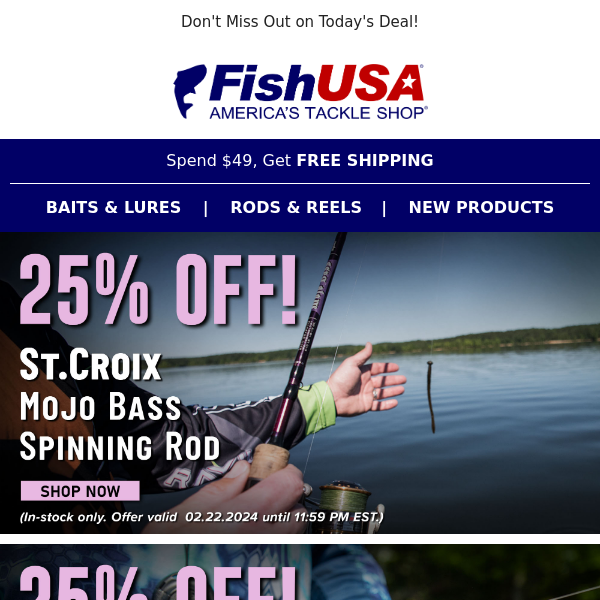 Take Your Pick! 25% Off St. Croix Mojo Bass Spinning AND Casting Rods!