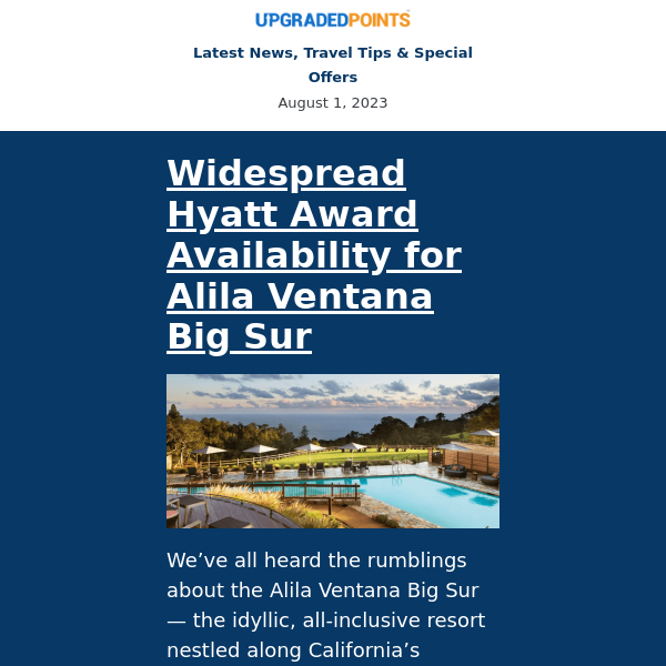 Alila Ventana availability, Bilt Rent Day, Apple AirTags, and more...
