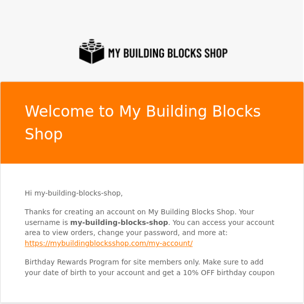 Your My Building Blocks Shop account has been created!