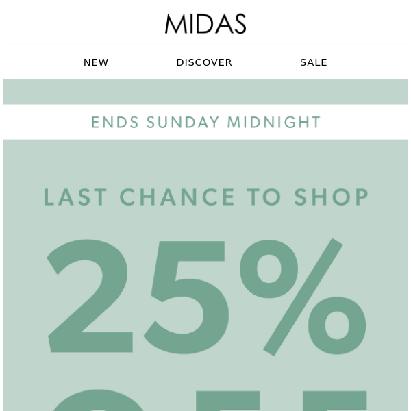 Ending Soon: 25% Off Selected Styles