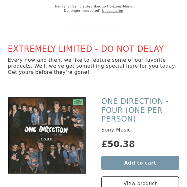 LAST! ONE DIRECTION - FOUR (ONE PER PERSON)