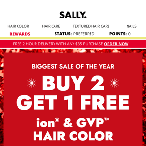 🎁 Holiday Special: Buy 2 Get 1 Free ion & GVP Hair Color + $5 Off Morgan Taylor Nail Lacquer