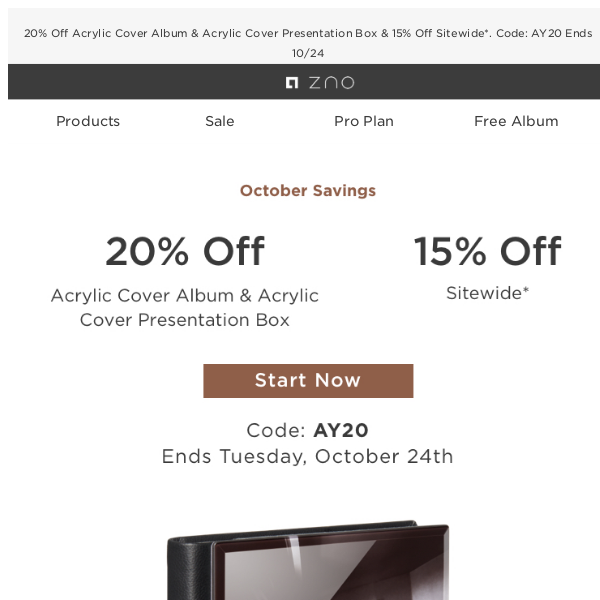 Time’s almost up! Take 20% Off Acrylic Cover Album Now!