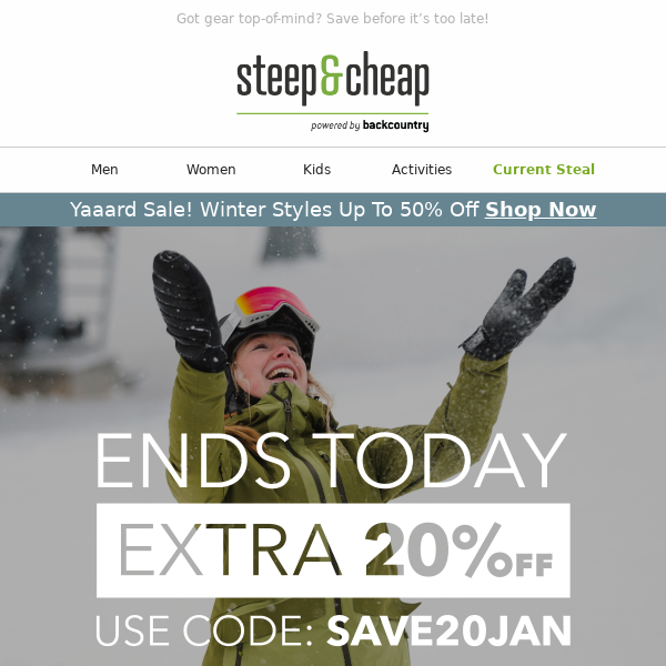 Last chance: 20% off coupon ends today