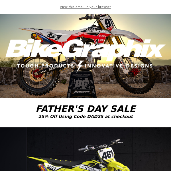 Father's Day Sale - 25% Off Graphics, Number Plates, Jersey Lettering and MORE