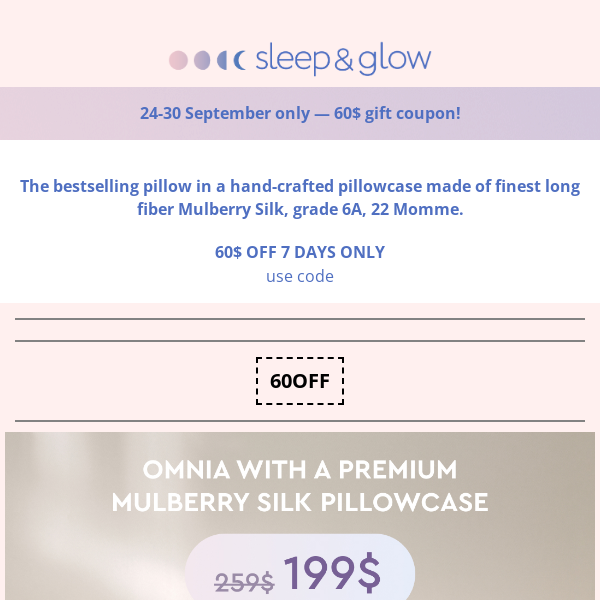 💰60$ coupon💰Omnia Pillow with a Mullberry Silk Pillow case!
