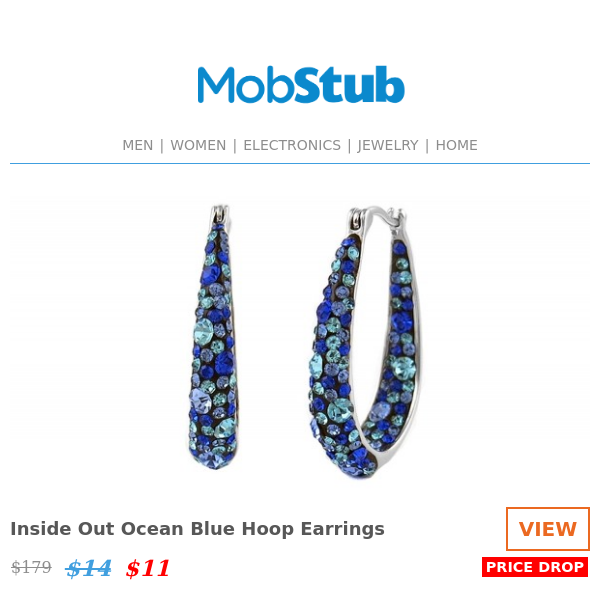 PRICE DROP: Inside Out Ocean Blue Hoop Earrings - 94% OFF!