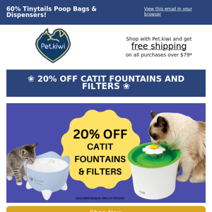 20% CATIT FOUNTAINS AND FILTERS! 💦