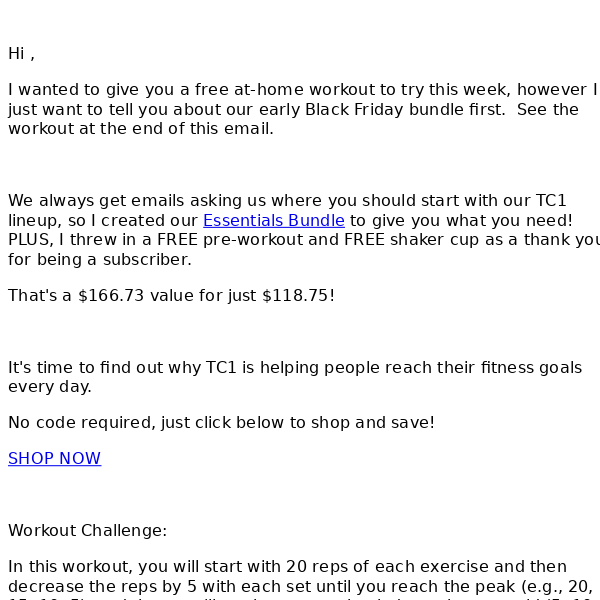 Workout & Win $25...