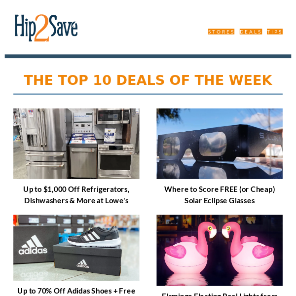 $1,000 Off Lowe’s Appliances | Free Solar Eclipse Glasses | $21 Adidas Shoes | $9.97 Patio Table | 60% Off Nike | $15 Crocs | $8.99 Moon Lamp