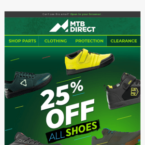 25% Off All Shoes, Socks, and Pedals