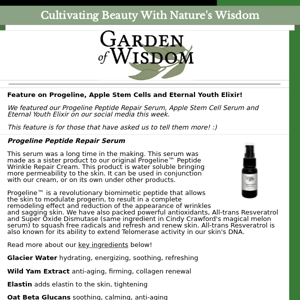 GoW - Featured Products - Progeline, Apple Stem Cell, Eternal Youth Elixir!