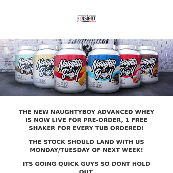 NAUGHTYBOY WHEY PRE-ORDER PLUS RESTOCKS