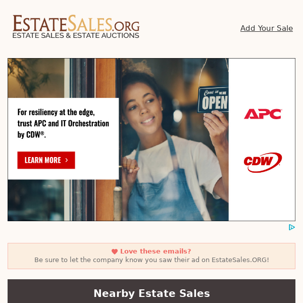 Your daily estate sales on EstateSales.org