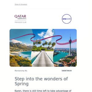 Qatar Airways , our spring offers are ending soon