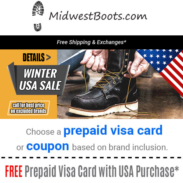 FREE VISA Gift Card with U.S.A. Boots!