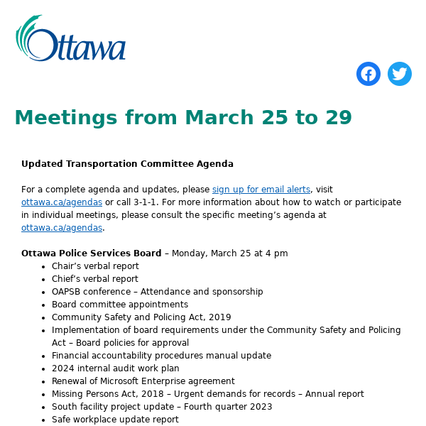 Meetings from March 25 to 29