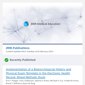 [JME] Implementation of a Biopsychosocial History and Physical Exam Template in the Electronic Health Record: Mixed Methods Study