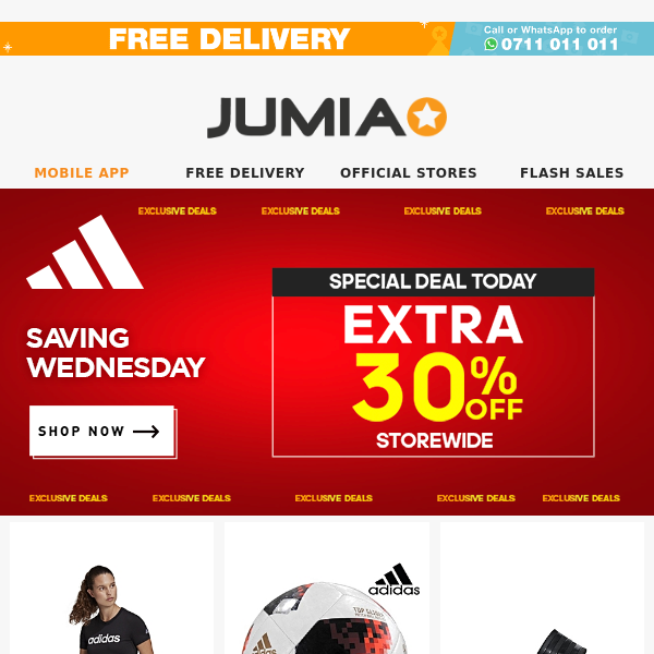 Saving Wednesday With Adidas - 30% OFF Storewide 👟👕🩳 - Jumia Kenya