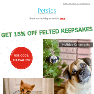 Save BIG on felted keepsakes this week only!