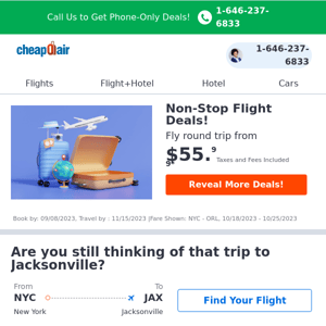 ✈ Non-Stop Flight Deals! Fly Round trip from $55.99