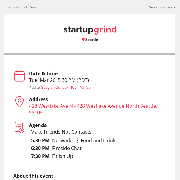 Startup Grind, join us for Unlocking AI Investments: Fireside Chat with Kirby Winfield from Ascend VC