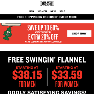 $38.15 Free Swingin’ Flannel - Odd Prices, Crazy Deals!