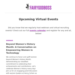⏰ You’re Invited: Don’t Miss These Upcoming Virtual Events on Fairygodboss!