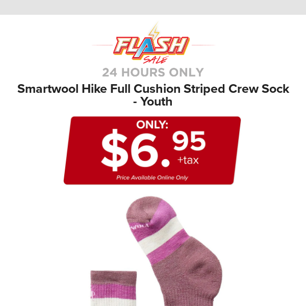 🔥  24 HOURS ONLY | SMARTWOOL YOUTH HIKE SOCK | FLASH SALE