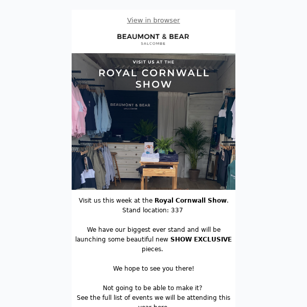 Visit Us At The Royal Cornwall Show