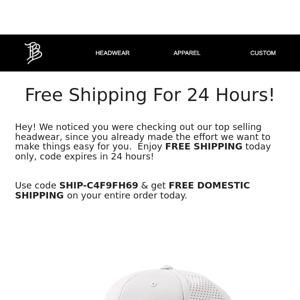 Free Shipping for 24 Hours Only!