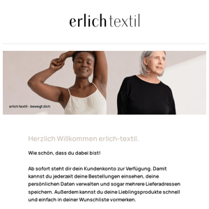 Deine Registrierung bei erlich textil - berührt dich