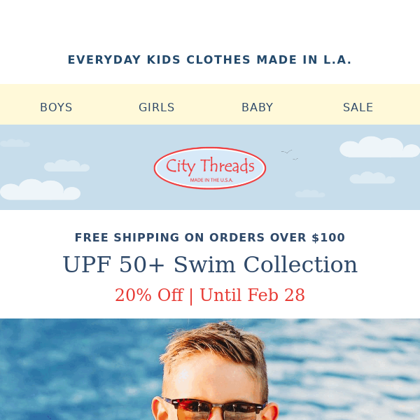 Spring Sale: 20% Off UPF 50+ Swim + 15% Off St. Patty's Day Collection