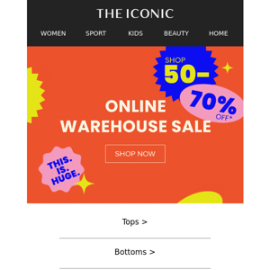 💥  50-70% OFF warehouse sale starts NOW 💥