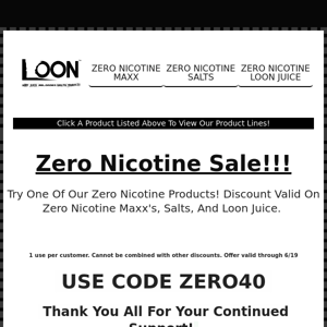 ZERO NICOTINE SALE! 🥳