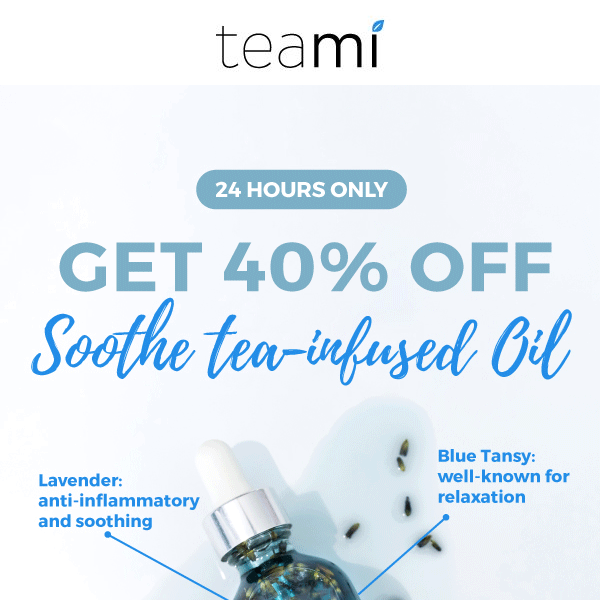 Today only 40% OFF Soothe Facial Oil! 💙