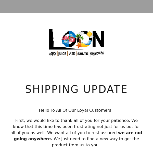 Shipping Update!