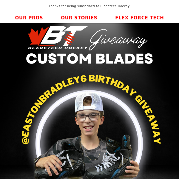 Win a free set of Bladetech Hockey blades with the EB6 Birthday Giveaway!