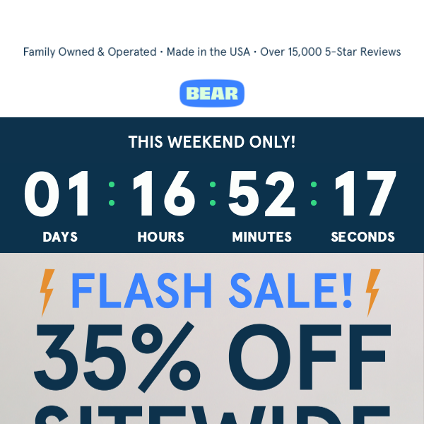 Weekend Flash Sale! ⚡️⚡️⚡️ 35% Off!