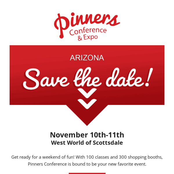 Save the date! Pinners is November 10th & 11th! 📍