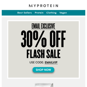 Email exclusive 30% off sitewide 💪