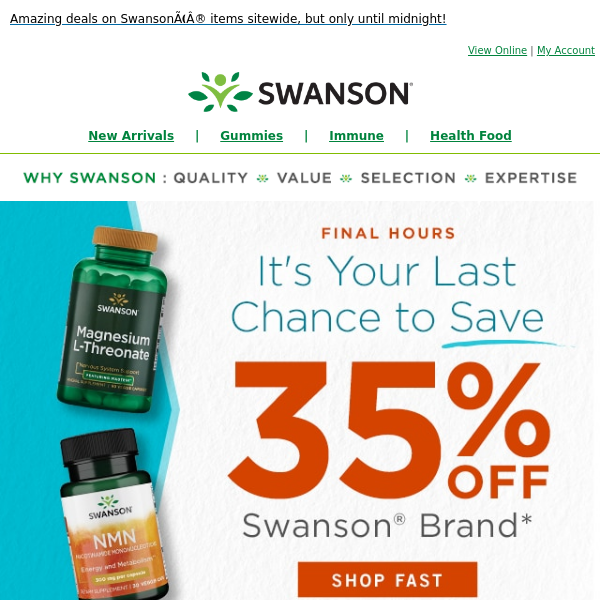 Final hours: Save 35% on all your Swanson® favorites
