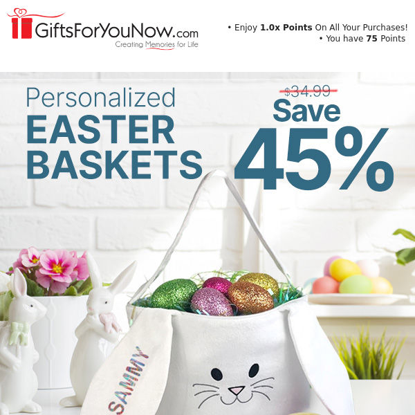 45% Off Personalized Easter Baskets!