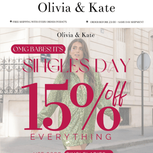 Singles day! 15% OFF EVERYTHING!😍